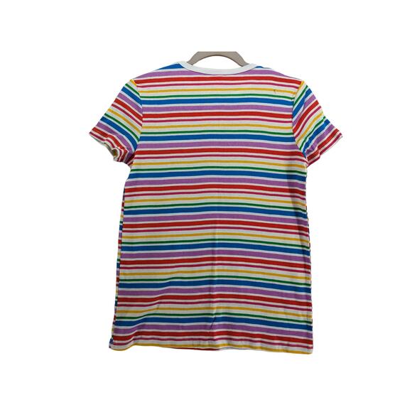 Striped Pajama Top XS Rainbow Short Sleeve Crewneck Sleepwear Lounge Multicolor - Picture 2 of 9